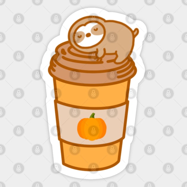 Cute Pumpkin Spice Latte Cup Sloth Sticker by theslothinme